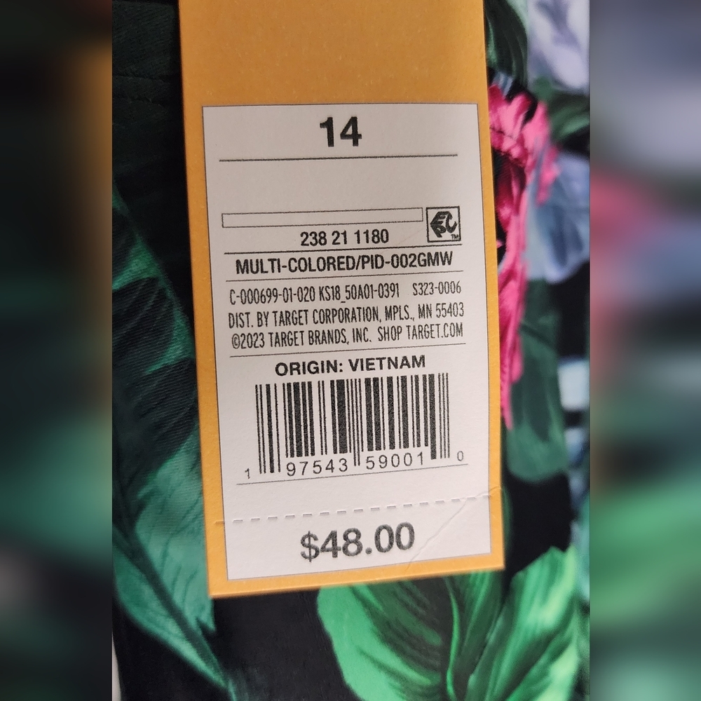 Kona Sol Floral Womens One Piece Swimsuit Size 14 - Picture 4 of 5